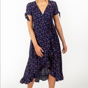 Navy Floral Wrap Dress